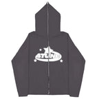 Dark Sport Hoodie Zipper Men's Large Size Couple Gothic Harajuku Streetwear Printed Loose Fit Long Sleeve Sweatshirt