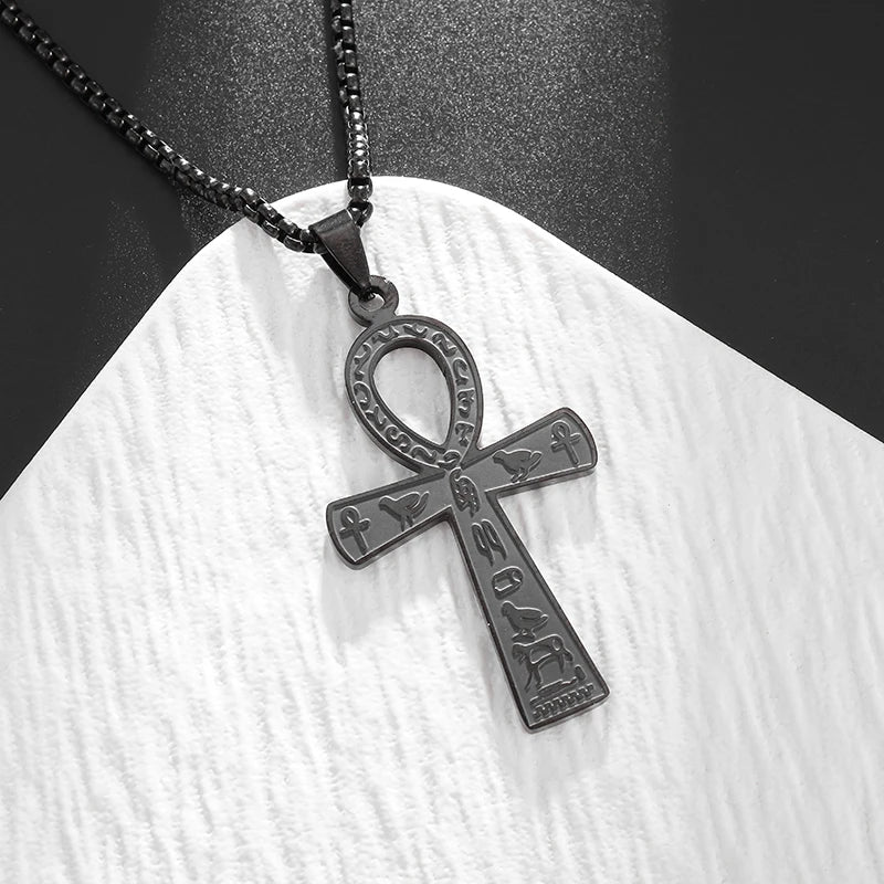 Shining Iced Out Ancient Egyptian God Eye of Horus Cross Pendant Necklace for Men and Women Hip Hop Trendy Amulet Jewelry Gift
