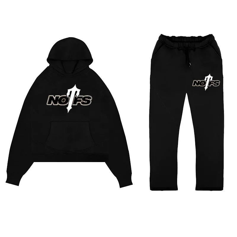 Gothic Street Style Hoodie Sweatshirt Letter Print Set Polyester Fiber Long Sleeve Casual Comfortable Unisex Adult Clothing