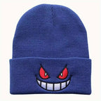 Mouth Eyes Embroidery Elasticity Cartoons Beanie Winter Keep Warm Fashion Autumn Crimping Woman Men Knitted Hat Skull Cap
