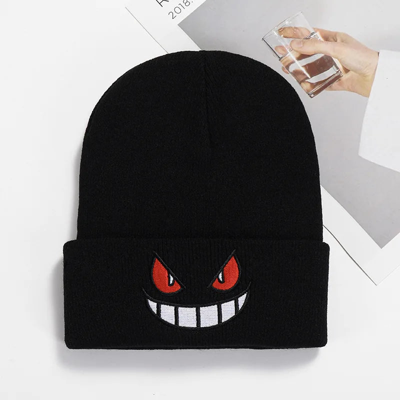 Mouth Eyes Embroidery Elasticity Cartoons Beanie Winter Keep Warm Fashion Autumn Crimping Woman Men Knitted Hat Skull Cap