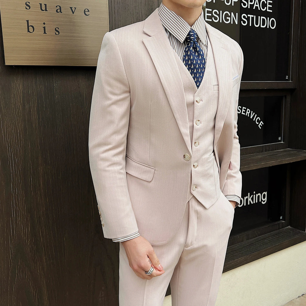 High-quality, fashionable and stylish casual suit set in three colors, a versatile men's professional suit set for spring and su