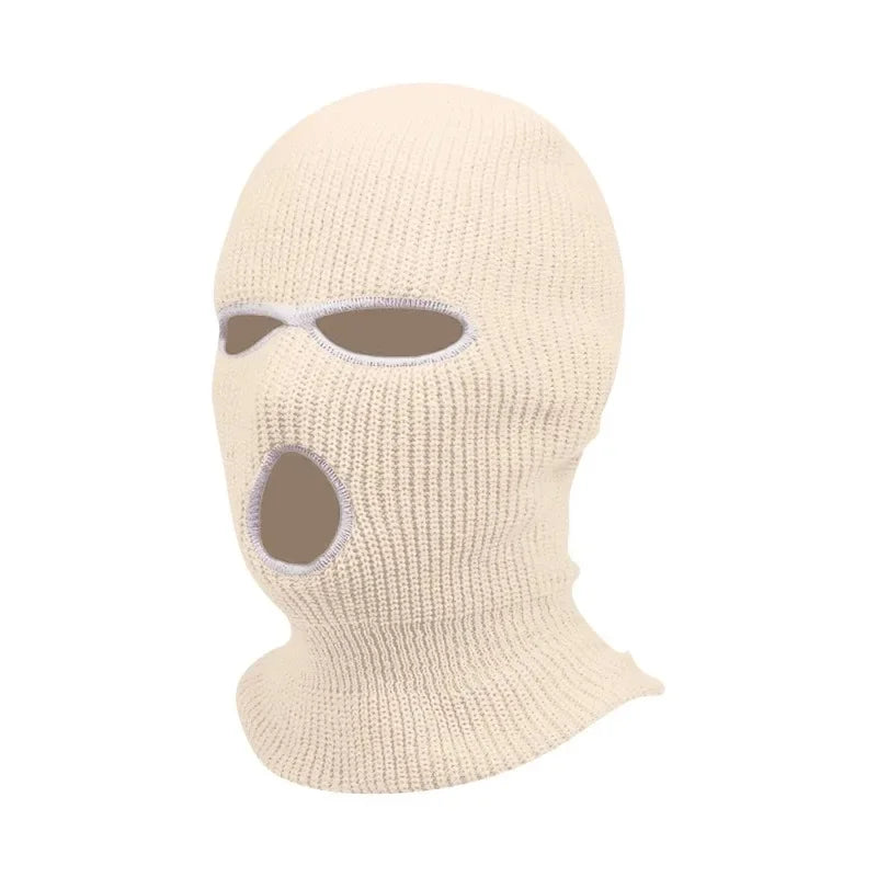 Winter men's face mask, warm hood, sports scarf, skiing hat, three hole wool hat, outdoor cycling knitted pullover hat