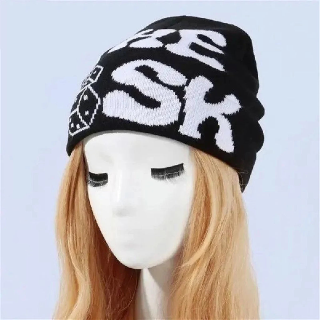 Autumn and Winter New Unisex European Style Risk Dice Knitted Hats Warm Street Versatile Color Block Beanies Fashion Hip Hop ins