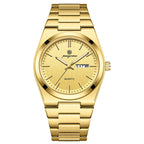 PAAZOMU 2026 New Sleek Silver Stainless Steel Quartz Watch with Striking Blue Sunburst Dial, Day-Date Window, and Luminous Hands