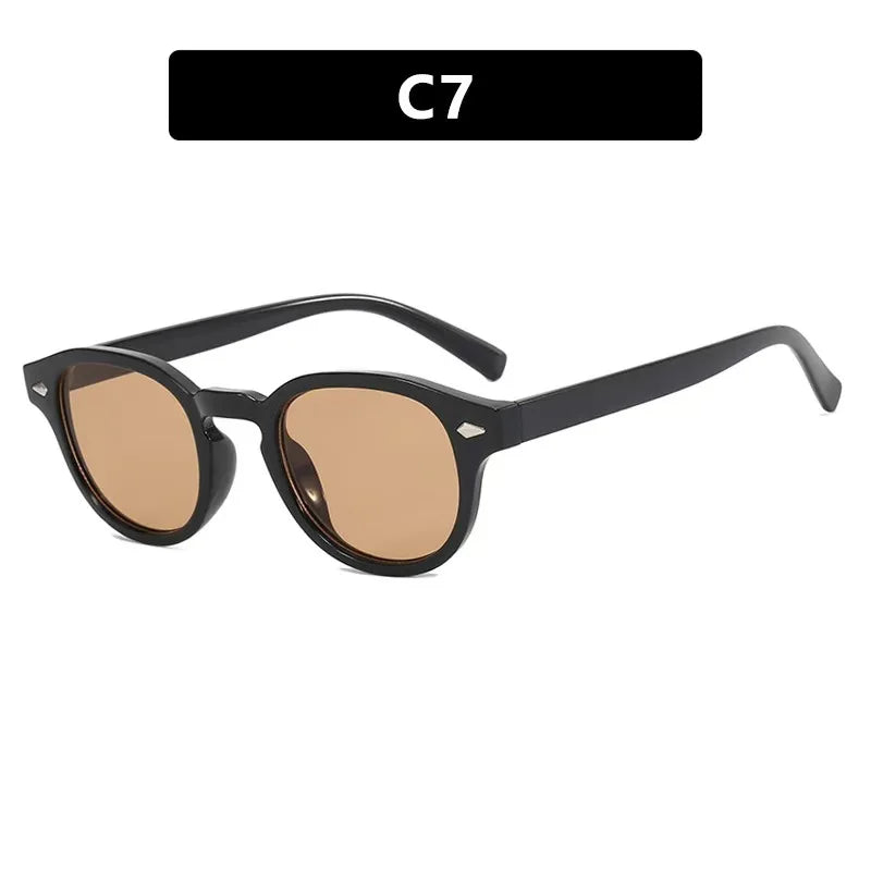 Vintage Round Sunglasses Women Men Retro Rivet Gradient Female Sun Glasses UV400 Square Shades Eyewear