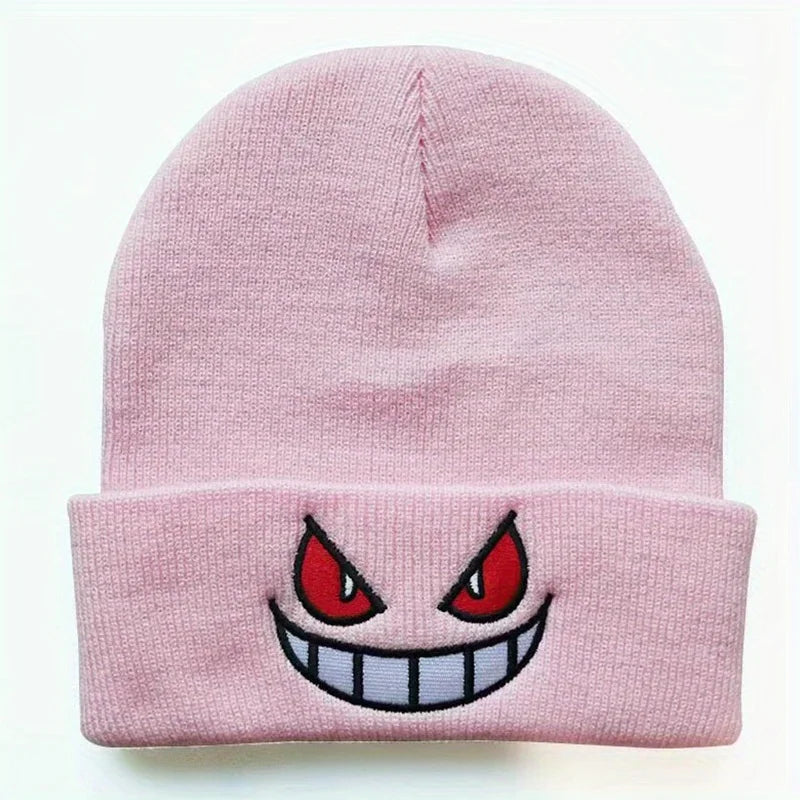 Mouth Eyes Embroidery Elasticity Cartoons Beanie Winter Keep Warm Fashion Autumn Crimping Woman Men Knitted Hat Skull Cap