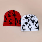 Personal European Style Pattern Wool Knitted Hats Autumn and Winter New Niche Warm Hip Hop Versatile Skate Fashion ins Beanies