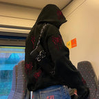 Y2k Spider Rhinestone Print Hoodies Women Clothes Couples Tops Sweatshirt Goth Streetwear Tracksuit Clothing Oversized Hoodie