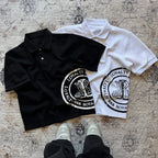 Men's Summer Retro American-style Trendy Men's Short-sleeved Polo Shirt with Letter Print Dark Street Style Outfit
