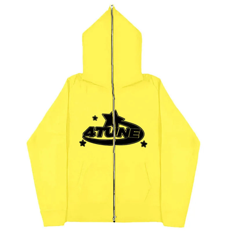 Dark Sport Hoodie Zipper Men's Large Size Couple Gothic Harajuku Streetwear Printed Loose Fit Long Sleeve Sweatshirt