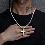 Men Women Hip Hop Cross Pendant Necklace With 4mm Zircon Tennis Chain Iced Out Exquisite Bling Jewelry Fashion Trendy Creative
