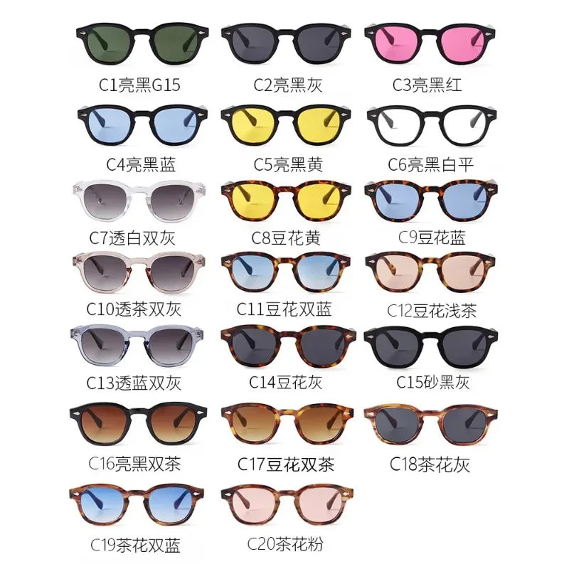 Vintage Fashion Shell Round Sunglasses Women Men Brand Design Retro Rivet Yellow Blue Lens Square Sun Glasses Female UV400