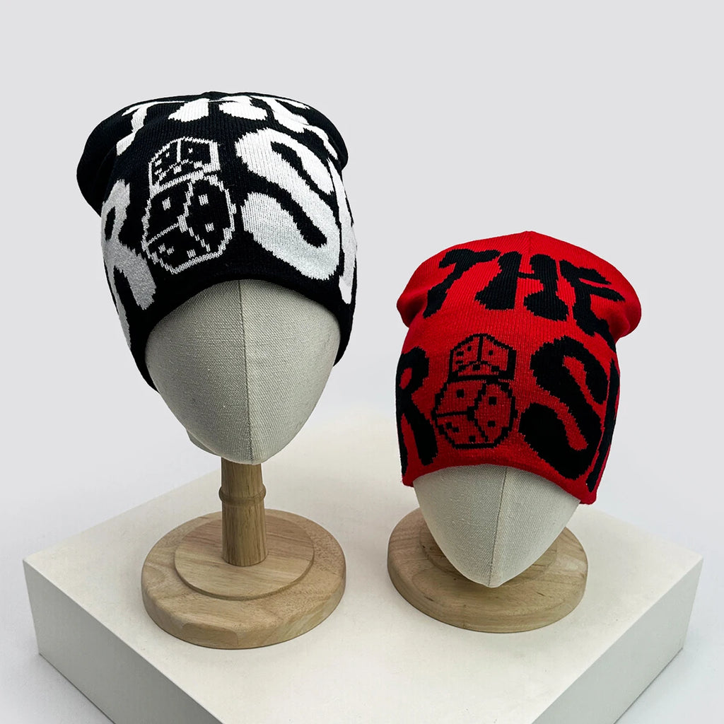 Autumn and Winter New Unisex European Style Risk Dice Knitted Hats Warm Street Versatile Color Block Beanies Fashion Hip Hop ins