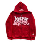 Zipper hooded sweatshirt with retro American letters suitable for men and women wearing Y2K jacket autumn/winter cardigan