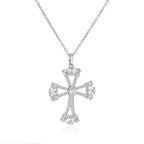HECHENG,High Quality Crystal Shiny Zirconia Cubic Zircon Necklace Pendant Cross Jesus Christ Gold Colour Jewelry Gift for Women