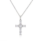 HECHENG,High Quality Crystal Shiny Zirconia Cubic Zircon Necklace Pendant Cross Jesus Christ Gold Colour Jewelry Gift for Women