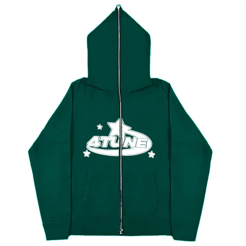 Dark Sport Hoodie Zipper Men's Large Size Couple Gothic Harajuku Streetwear Printed Loose Fit Long Sleeve Sweatshirt