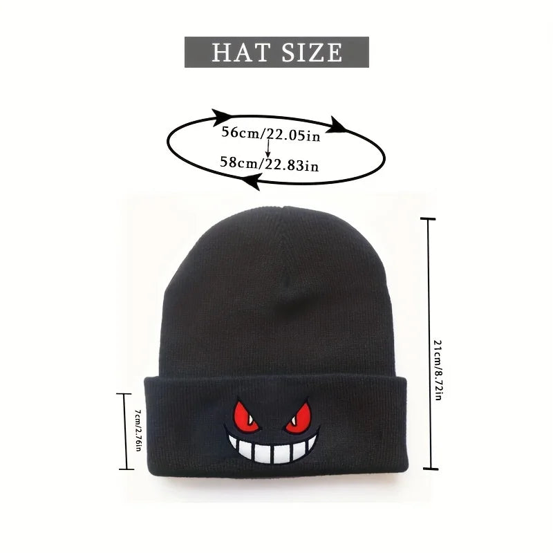 Mouth Eyes Embroidery Elasticity Cartoons Beanie Winter Keep Warm Fashion Autumn Crimping Woman Men Knitted Hat Skull Cap