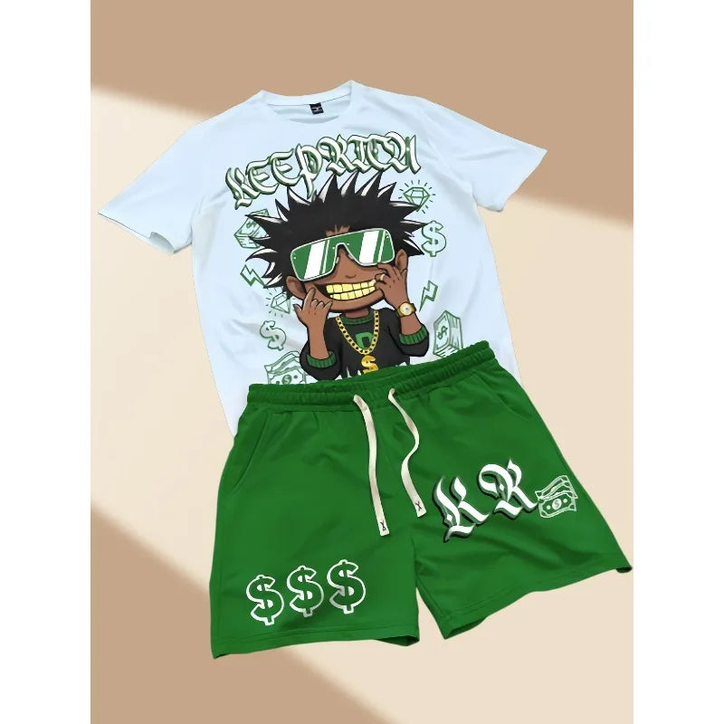 Children's Short-sleeved Set 26 Spring/Summer New Style Cartoon Fashion Boys' and Girls' Various Styles Short-sleeved Casual Set