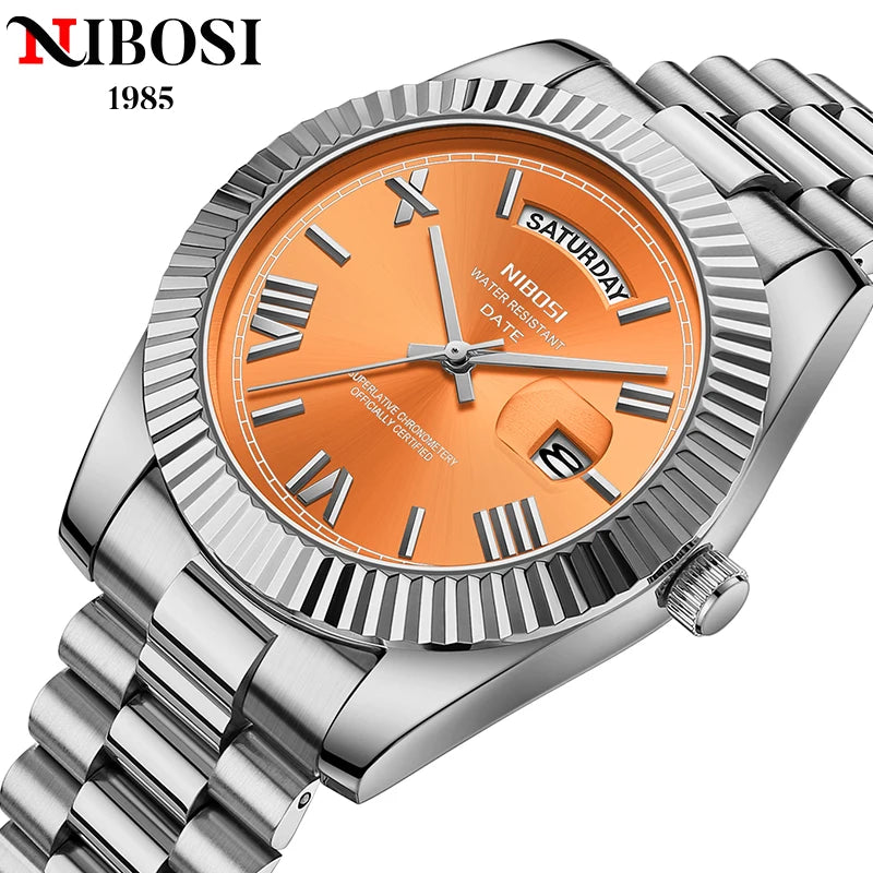 NIBOSI Brand Luxury Quartz Watches For Men Fashion Date Display Luminous Fashion Stainless Steel Men's Watch relogios masculino
