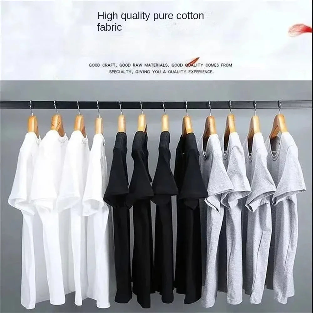 100% Cotton Men's  T-shirt O-neck Solid Color Bottoming Shirt Universal Casual Breathable T-shirt Tops Spring Autumn