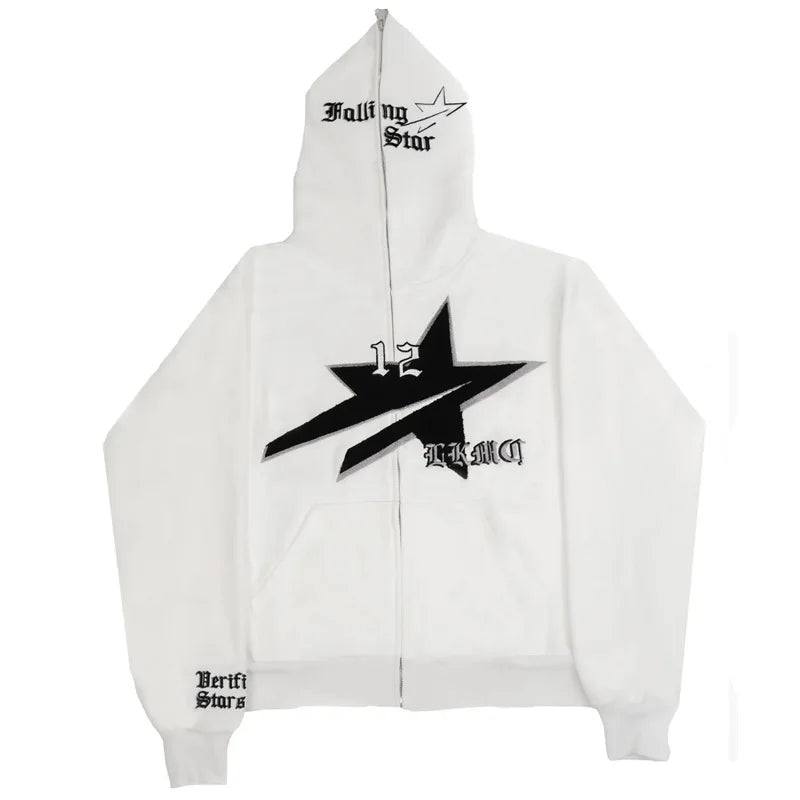 Skeleton Print Hoodie Cosplay Costume Zipper Jacket Long Sleeve Top Causal Hooded Sweatshirt Fashion Streetwear for Adult