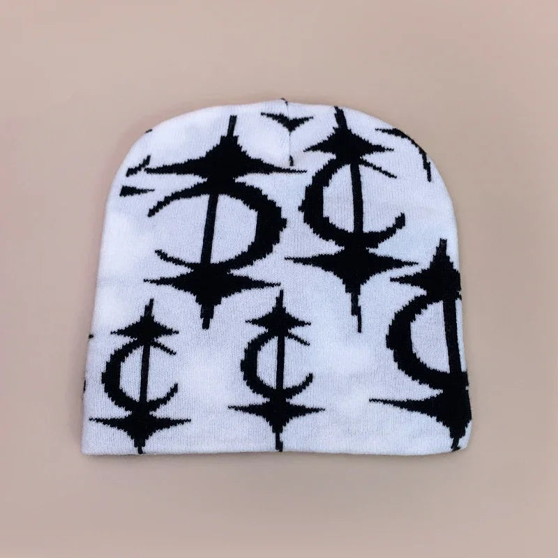 Personal European Style Pattern Wool Knitted Hats Autumn and Winter New Niche Warm Hip Hop Versatile Skate Fashion ins Beanies