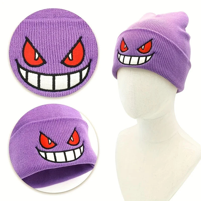 Mouth Eyes Embroidery Elasticity Cartoons Beanie Winter Keep Warm Fashion Autumn Crimping Woman Men Knitted Hat Skull Cap