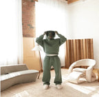 Solid Couple's Hooded Sweatshirt 2 Piece Set Casual Loose Sweatpants Suit Autumn Male Jogging Sweatshirt Trousers Outfits Suits