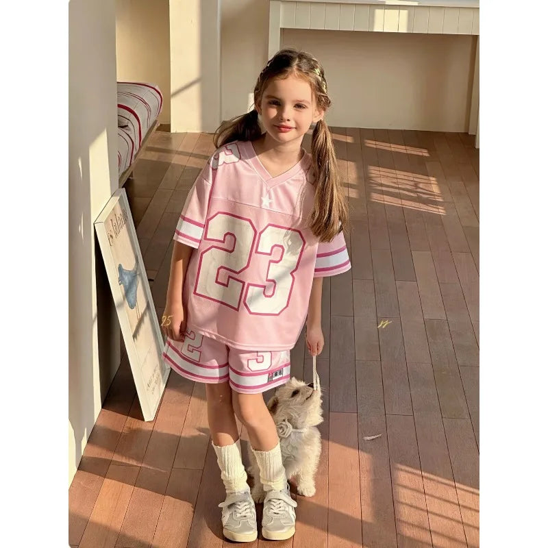Children's Short-sleeved Set 26 Spring/Summer New Style Cartoon Fashion Boys' and Girls' Various Styles Short-sleeved Casual Set