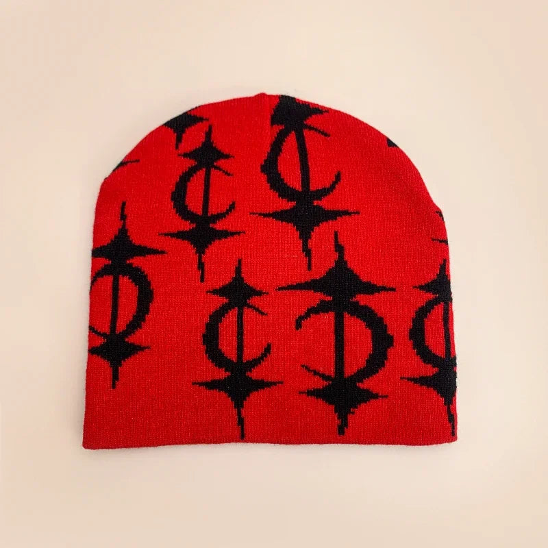 Personal European Style Pattern Wool Knitted Hats Autumn and Winter New Niche Warm Hip Hop Versatile Skate Fashion ins Beanies