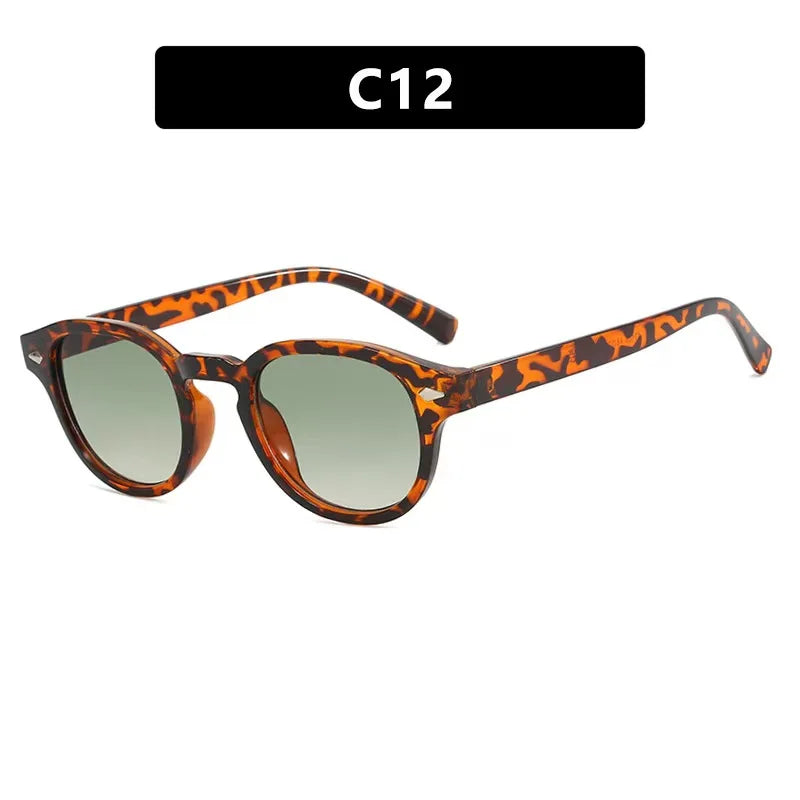 Vintage Round Sunglasses Women Men Retro Rivet Gradient Female Sun Glasses UV400 Square Shades Eyewear