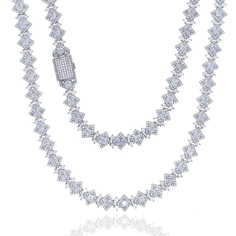 2026 New Iced Out Bling CZ Charm Necklace Silver Color Cubic Zirconia Tennis Chain For Women Men Hip hop Jewelry