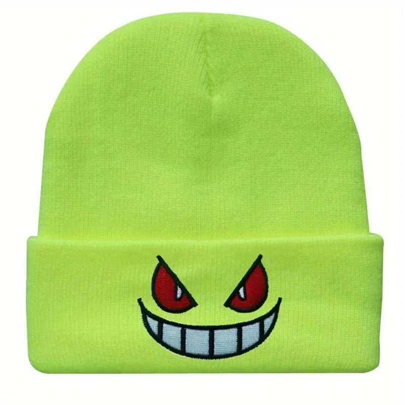 Mouth Eyes Embroidery Elasticity Cartoons Beanie Winter Keep Warm Fashion Autumn Crimping Woman Men Knitted Hat Skull Cap