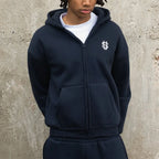 Warm Men's Sportswear Hoodie Solid Color Hooded Sweater Loose Fleece Pullover Sportswear Dark Blue Y2K Plus Thick Street Fashion