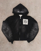 Harajuku Plum Tree Embroidered Oversized Pink Zipper Hoodies For Men and Women Y2K New Gothic Fashion Retro Street Sweatshirts