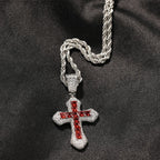 Trend Cross Pendant Necklaces Fashion Hip Hop Rapper's Iced Out Zirconia Stainless Steel Rope Chain on Neck HommeJewelry OHP141