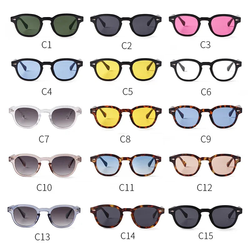 Vintage Round Sunglasses Women Men Retro Rivet Gradient Female Sun Glasses UV400 Square Shades Eyewear