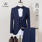 ST Cassy high quality full men's suits 3 pieces luxury Elegant Slim Fit Male Groom Wedding Party Dress Business Office costume