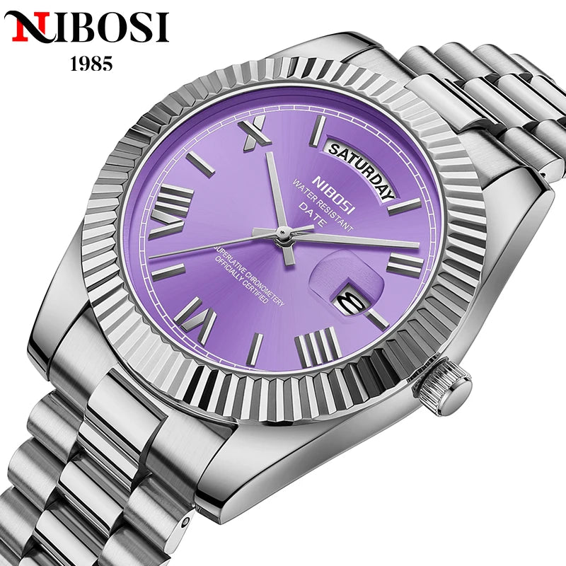 NIBOSI Brand Luxury Quartz Watches For Men Fashion Date Display Luminous Fashion Stainless Steel Men's Watch relogios masculino