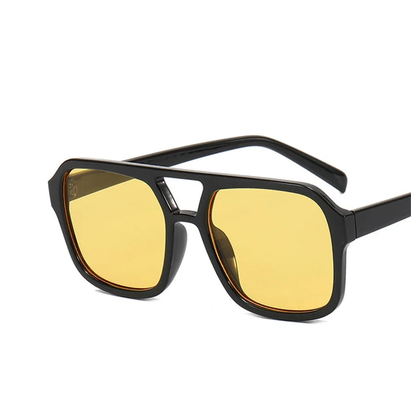Fashion Square Sunglasses Women Vintage Frame Female Double Beam Sun Glasses Ocean Gradient Retro Designer Outdoor Oculos De Sol