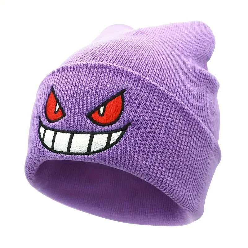 Mouth Eyes Embroidery Elasticity Cartoons Beanie Winter Keep Warm Fashion Autumn Crimping Woman Men Knitted Hat Skull Cap