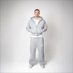 European Street Style Four-Leaf Clover Men's Oversized Activewear Set, Unisex Fit Zip-Up Hoodie Multi-Color Trendy Two-Piece Set