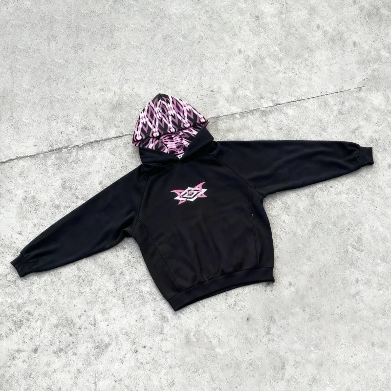 European and American street fashion punk hip-hop style men's Y2K Gothic Harajuku hooded pullover loose pants sports suit