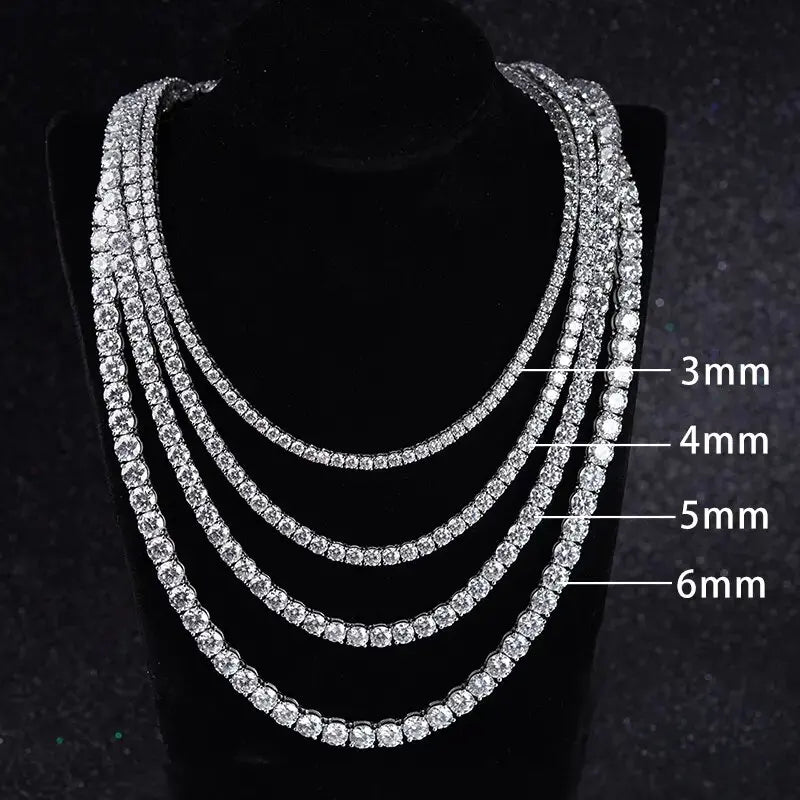 3Mm-5Mm Iced Out Bling 5A Cubic Zirconia1 Row Tennis Chain Necklace Men Hip Hop Jewelry 5A Men And Woman Necklace Drop Shipping