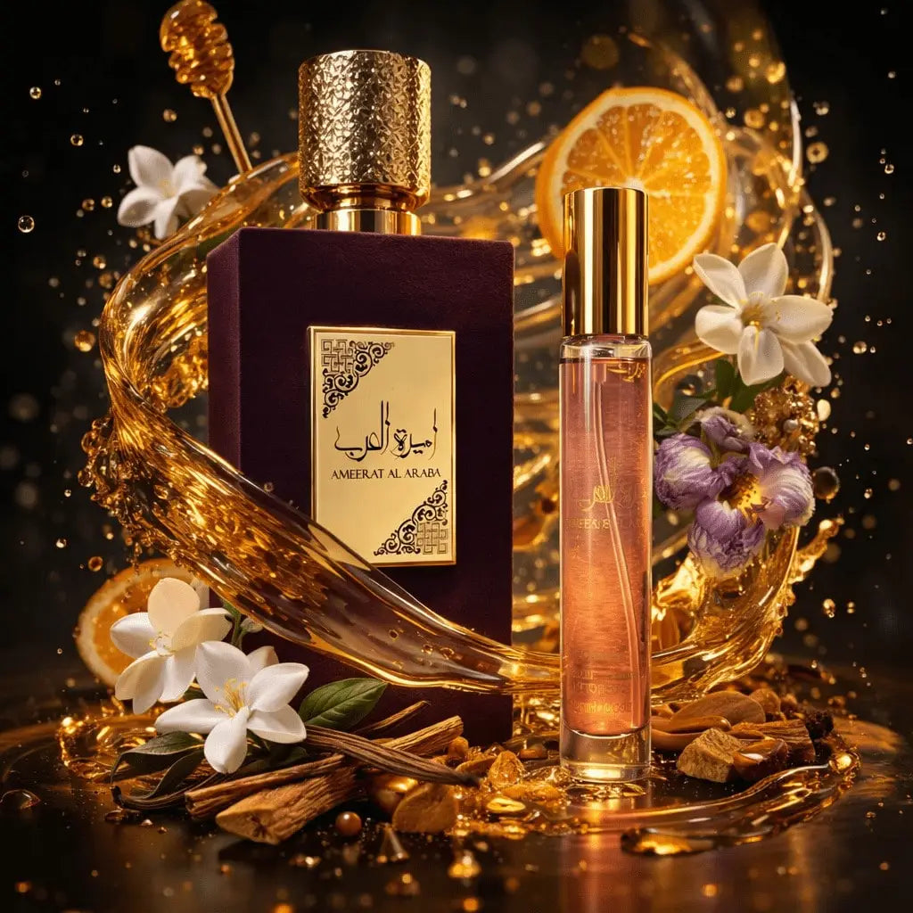 Perfume box for women's mystial Ameerat Al Arab 100ml + travel Spray 20ml long lasting perfume water