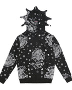 Skeleton Print Hoodie Cosplay Costume Zipper Jacket Long Sleeve Top Causal Hooded Sweatshirt Fashion Streetwear for Adult