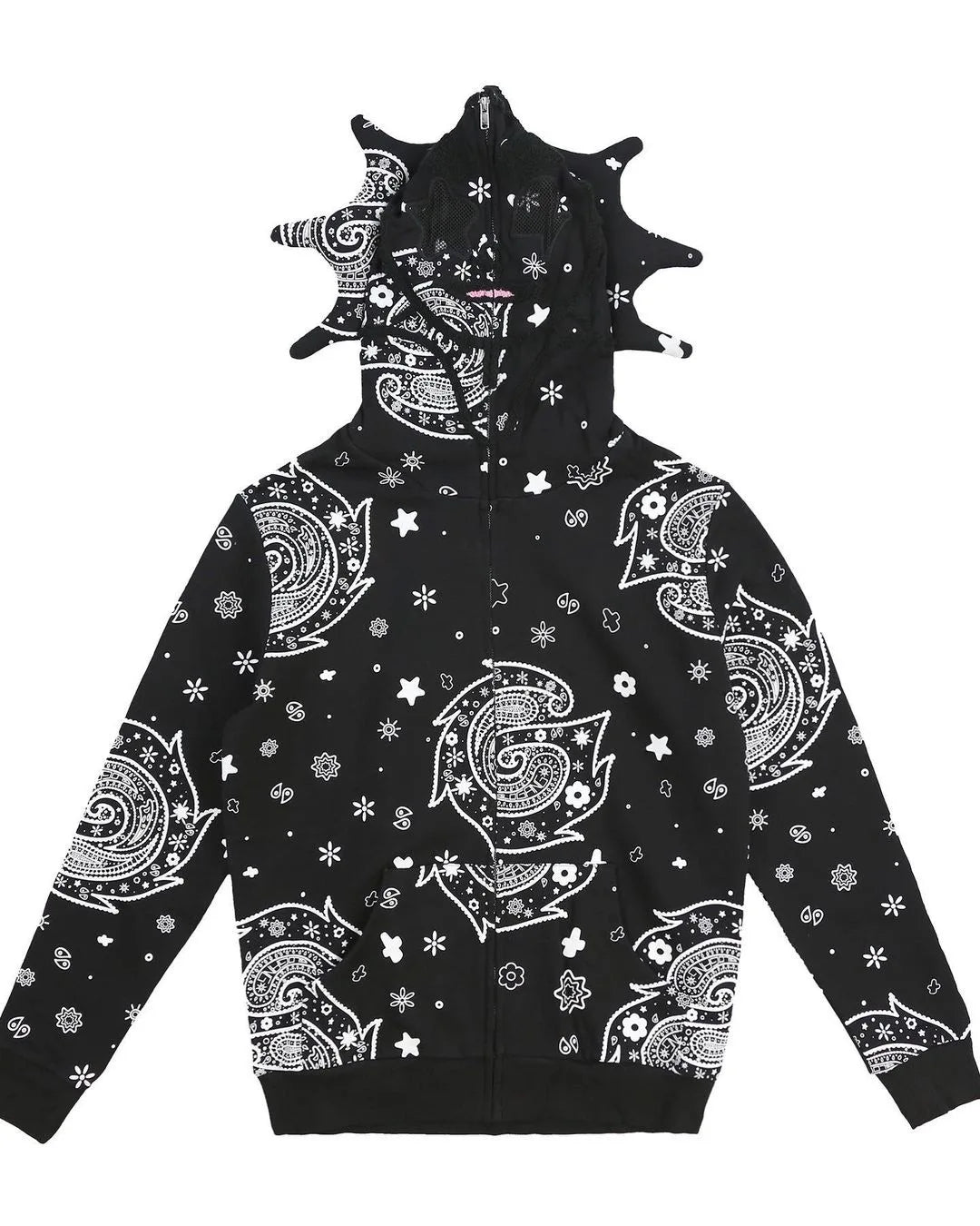 Skeleton Print Hoodie Cosplay Costume Zipper Jacket Long Sleeve Top Causal Hooded Sweatshirt Fashion Streetwear for Adult