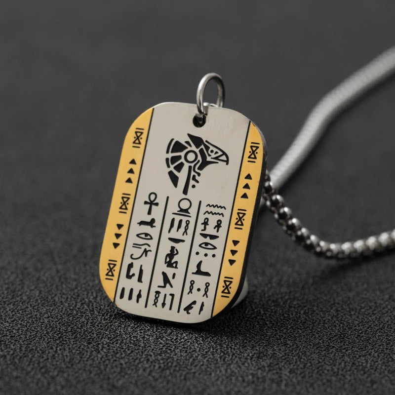 Shining Iced Out Ancient Egyptian God Eye of Horus Cross Pendant Necklace for Men and Women Hip Hop Trendy Amulet Jewelry Gift